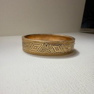 Antique Mourning Bangle Gold plated Engraved Bangle Bracelet